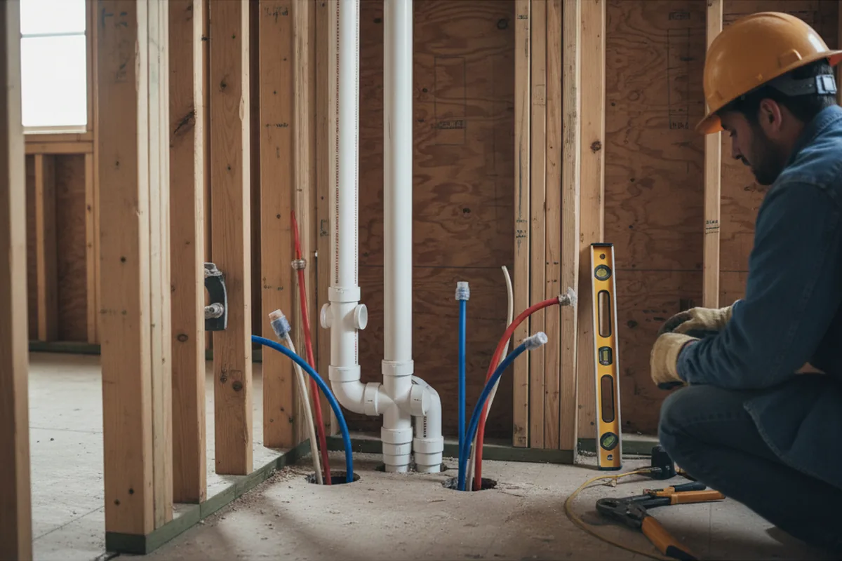 Drain and supply rough-in during Drain Cleaning in Tarlton