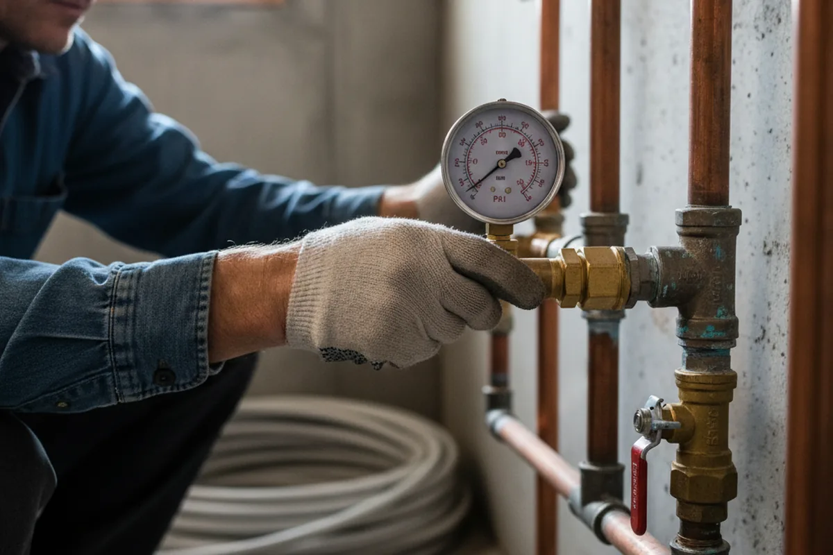 Pressure testing a repaired line during Water Line Repair in Tarlton